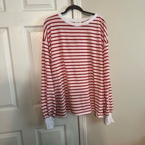 Oversized striped long sleeve top